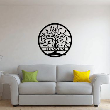 Last Name Tree of Life Metal Sign